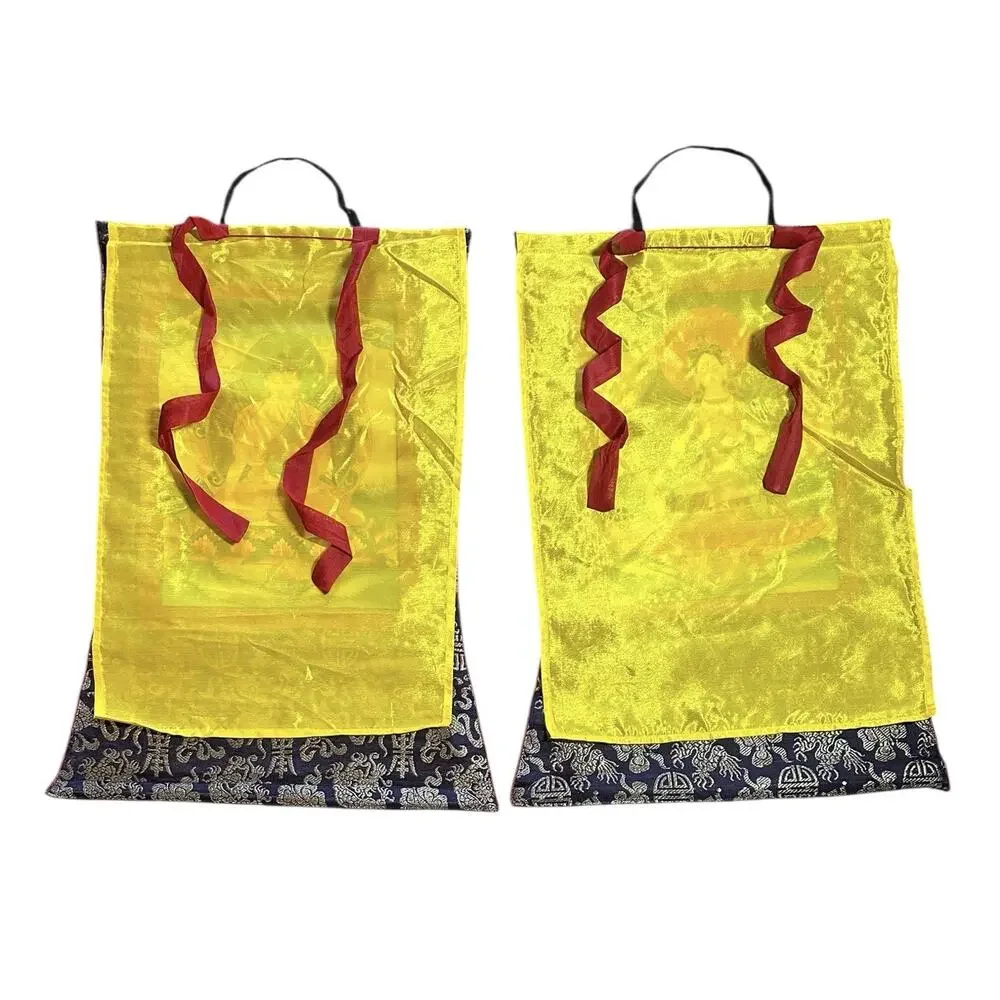 Tibetan Thangka Paintings Nepal Set of 2 Vairocana Buddha & White Tara 25.5x16.5 - Picture 2 of 10